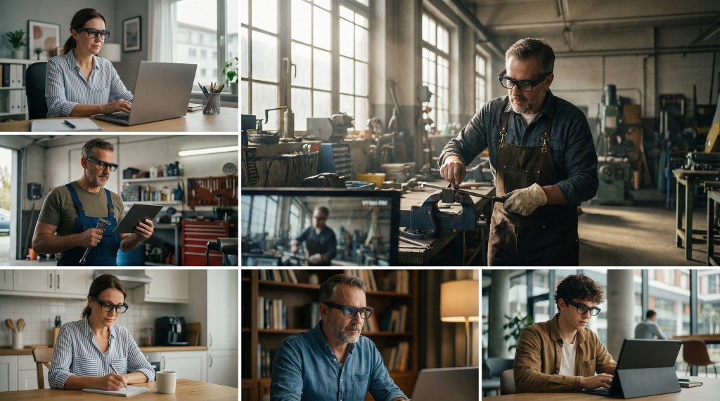 Giảng viên đào tạo thực tế tại xưởng máy bằng kính AI