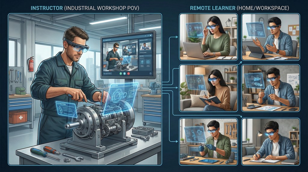 Học viên học nghề từ xa qua kính AI theo góc nhìn nhập vai